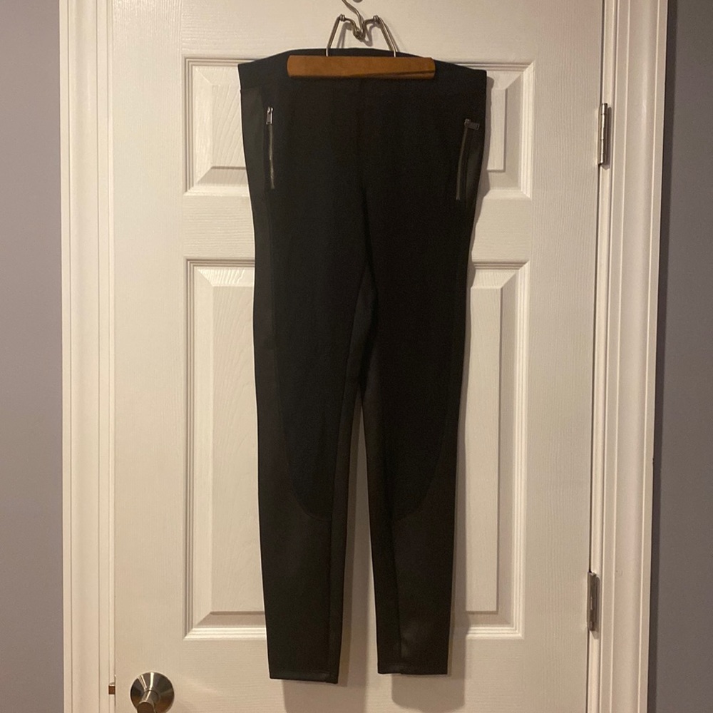Express Black Faux Leather Zipper Leggings